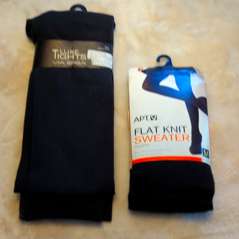 Black Tights Two pairs Size Medium NWT